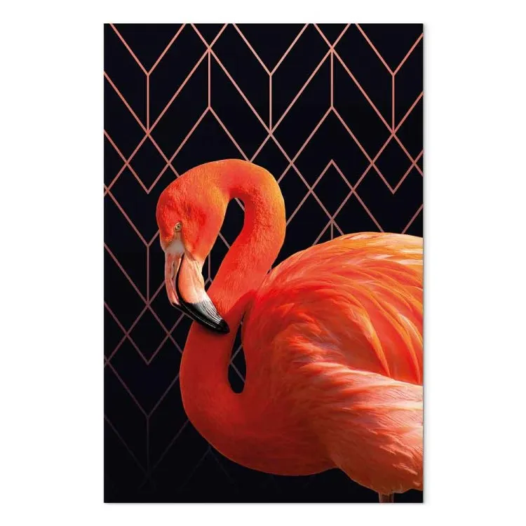 Expressive Bird (1-part) - Flamingo Against Geometric Figures