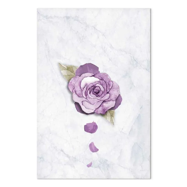 Watercolor rose - a purple plant on a light marble background