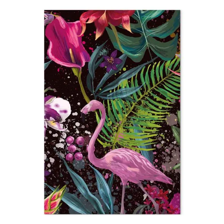Land of Flamingos (1-part) vertical - bird on an abstract background