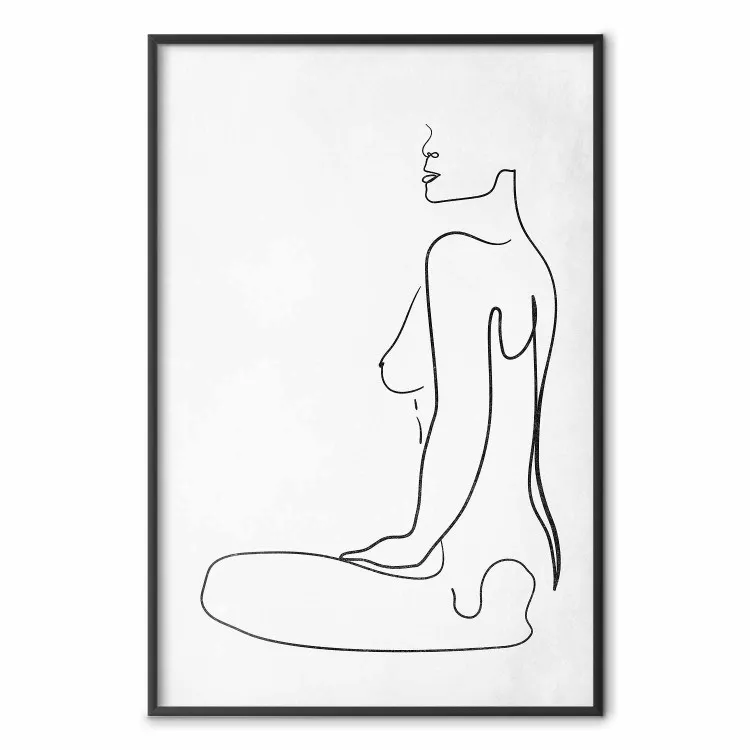 Female Form - black female nude in the form of line art on a white background