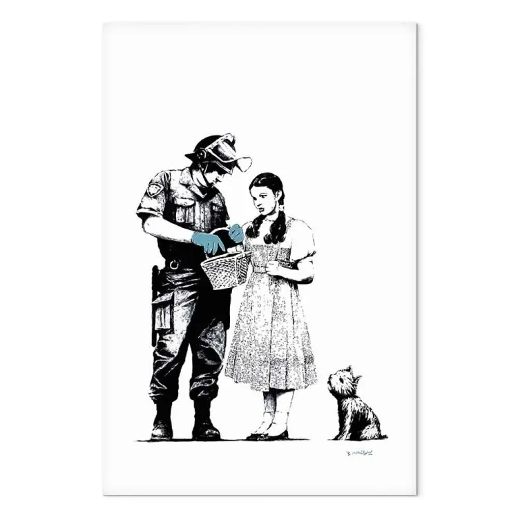 Girl, dog and policeman - teenage street art style graphic