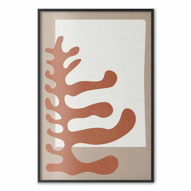 Matissa's Flower - abstract brown leaves on a beige and gray background