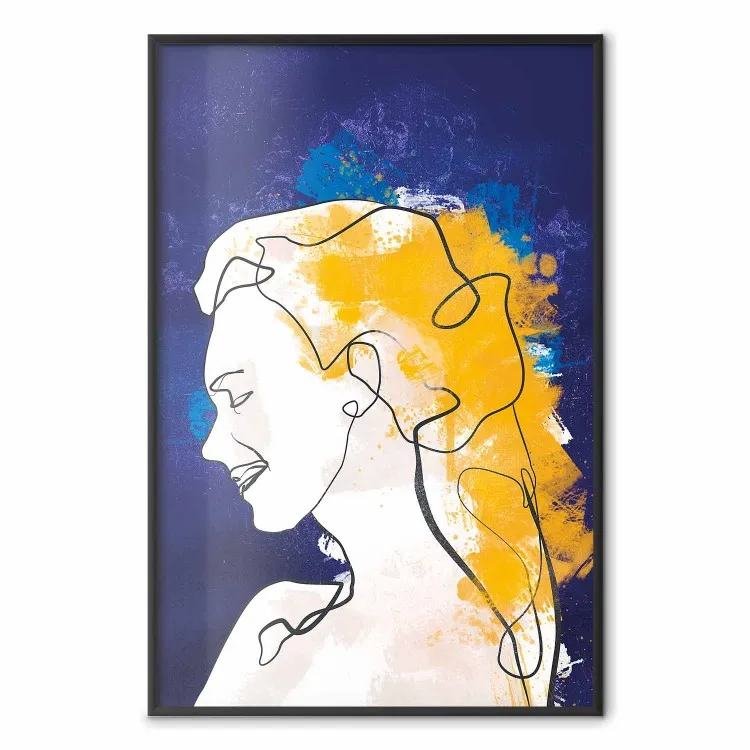 Portrait in Blue - abstract landscape of a woman on a blue background
