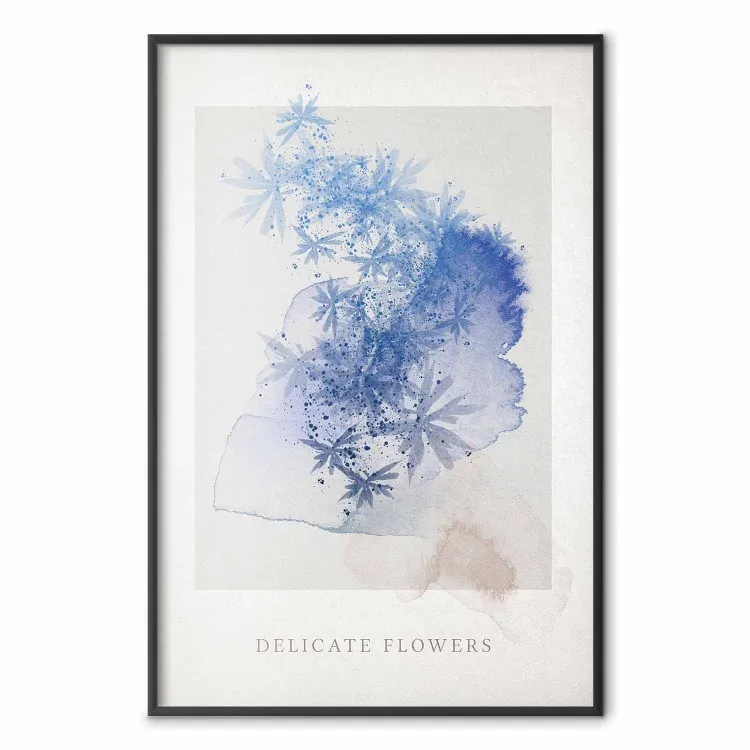 Delicate Flowers - English texts and blue watercolor flowers
