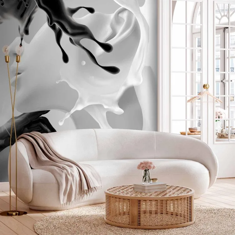 Tender opposites - abstract black and white figure in love