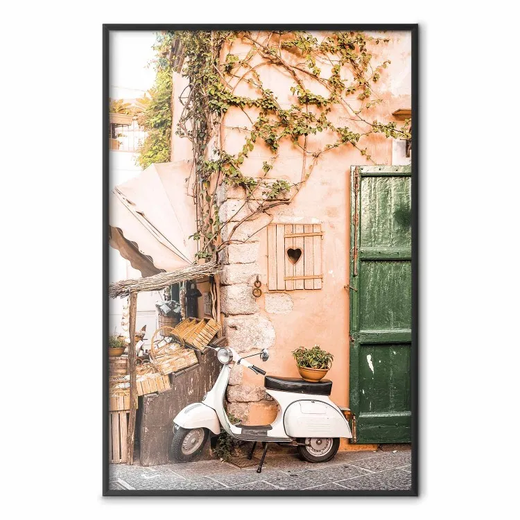 Italian Afternoon - composition with a white scooter standing on the street