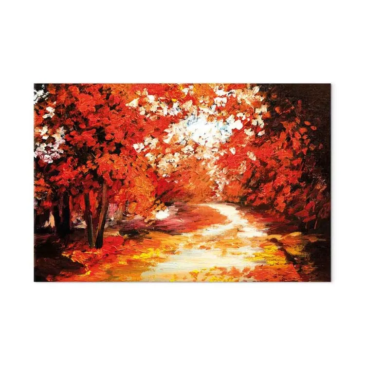 Autumnal Road Between Trees - Impressionistic Landscape