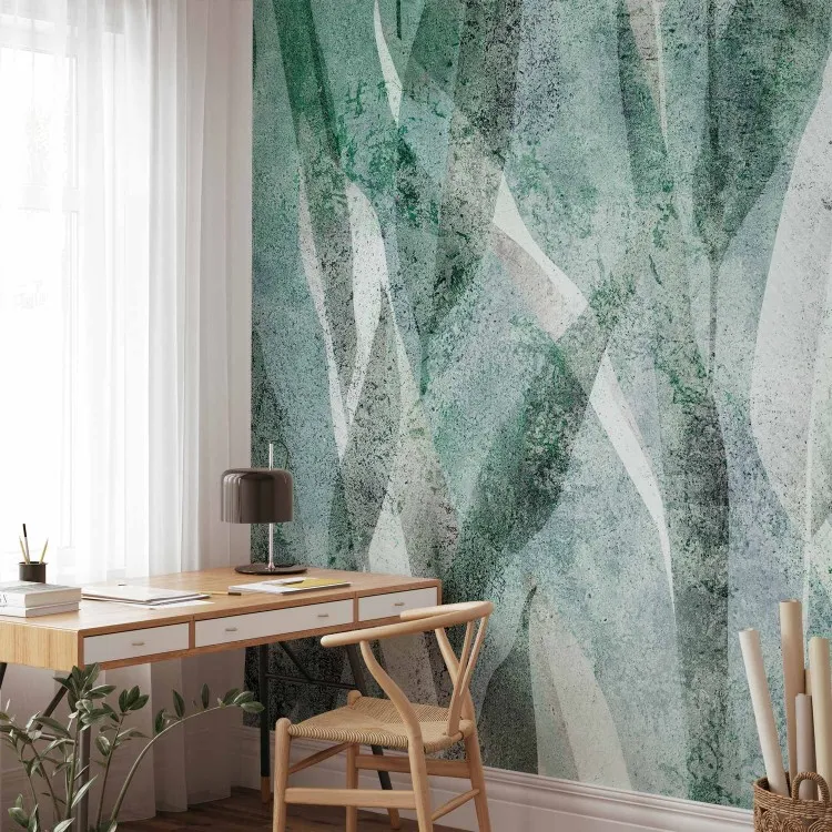 Green, white and gray leaves - composition with plant motifs