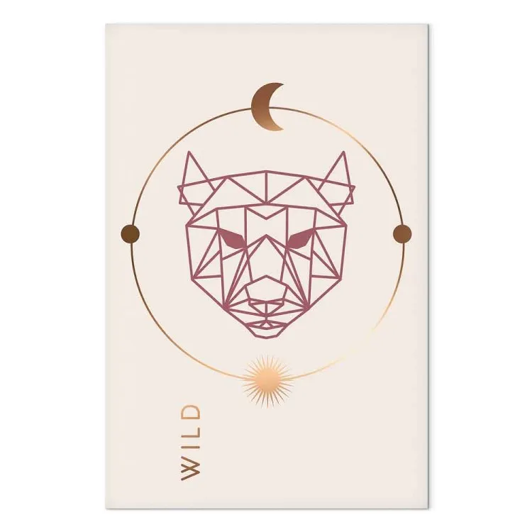 Bronze inscription in English Wild - geometric abstraction with a wolf