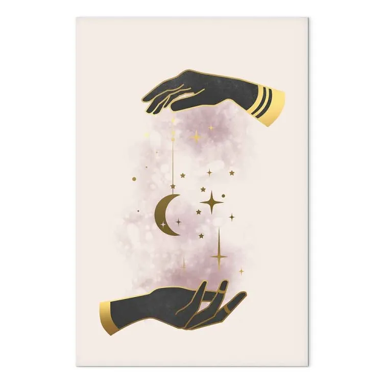 Stars and moon in hands - Golden and black elements