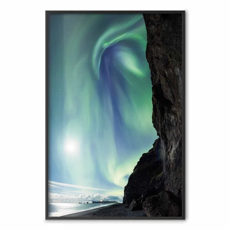 Wonder of Nature - picturesque aurora borealis in the sky amidst towering cliffs