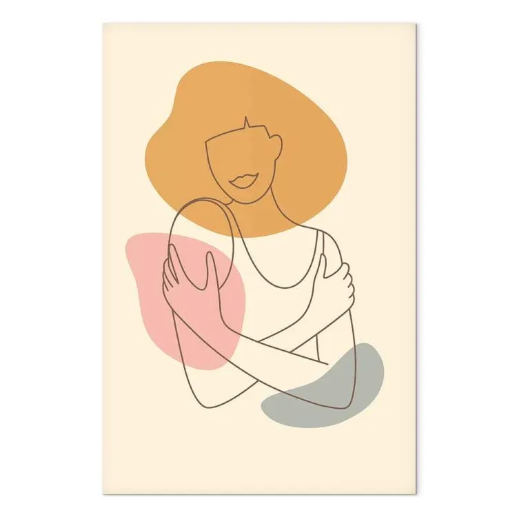 Cuddle Up (1-piece) Vertical - woman figure in lineart style