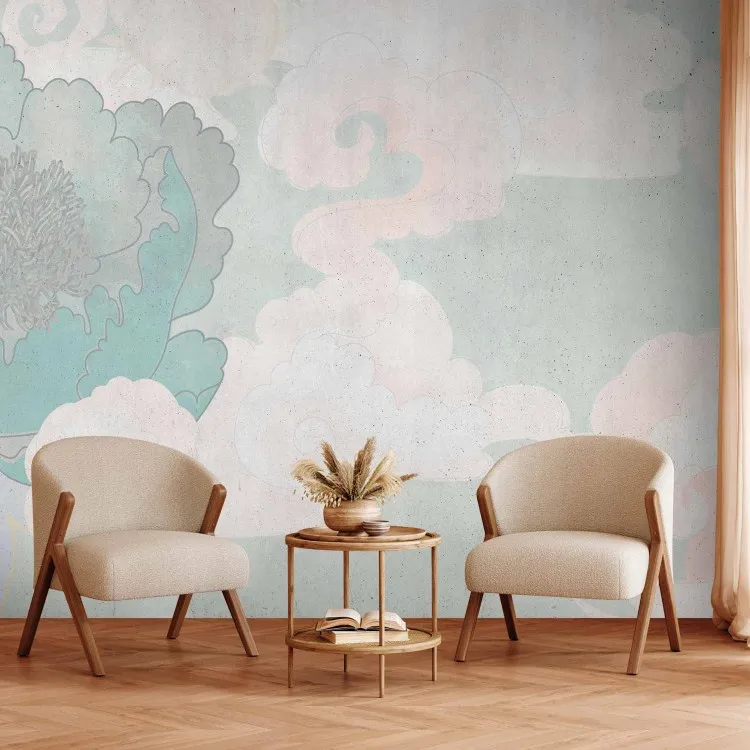 In the clouds - clouds with floral motif in japandi style