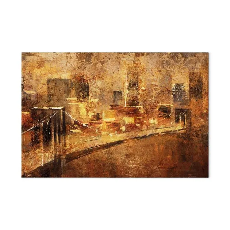 Metropolis of Wealth (1-piece) - cityscape and bridge in golden tones