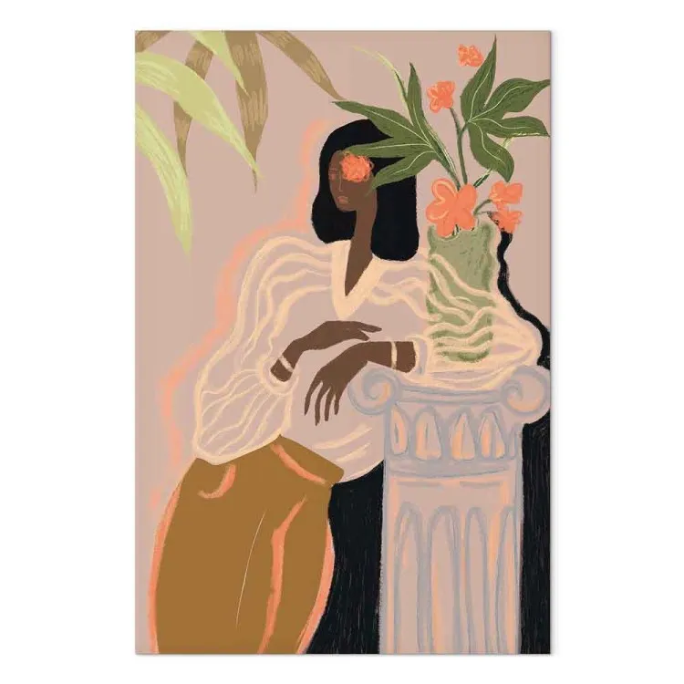 In Anticipation (1-piece) Vertical - woman figure and pink flowers