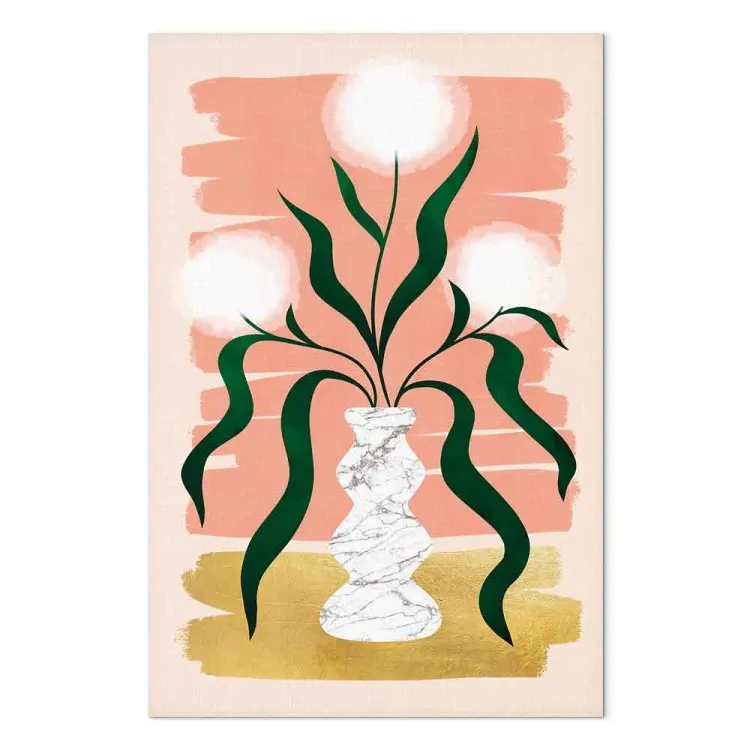 Dandelions in Vase (1-piece) Vertical - white flowers and leaves