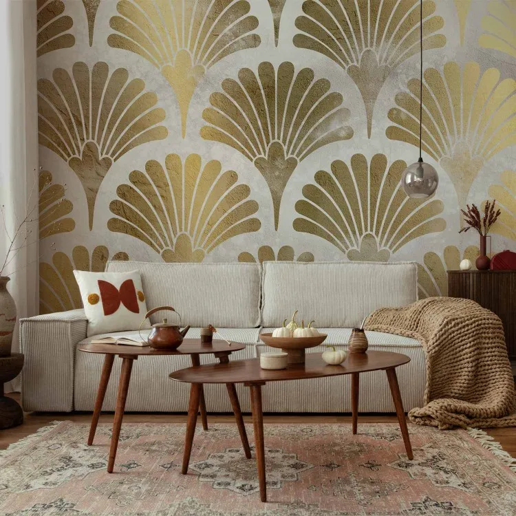 Abstract - gold fan motif in art deco style on white background
