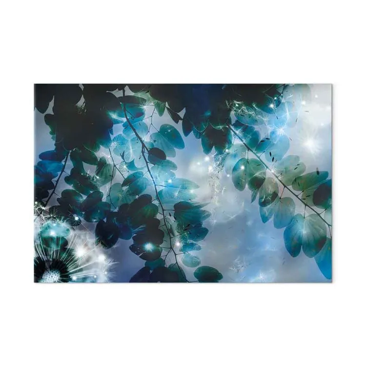 Blue (1-piece) - blue garden among leaves and dandelion flowers