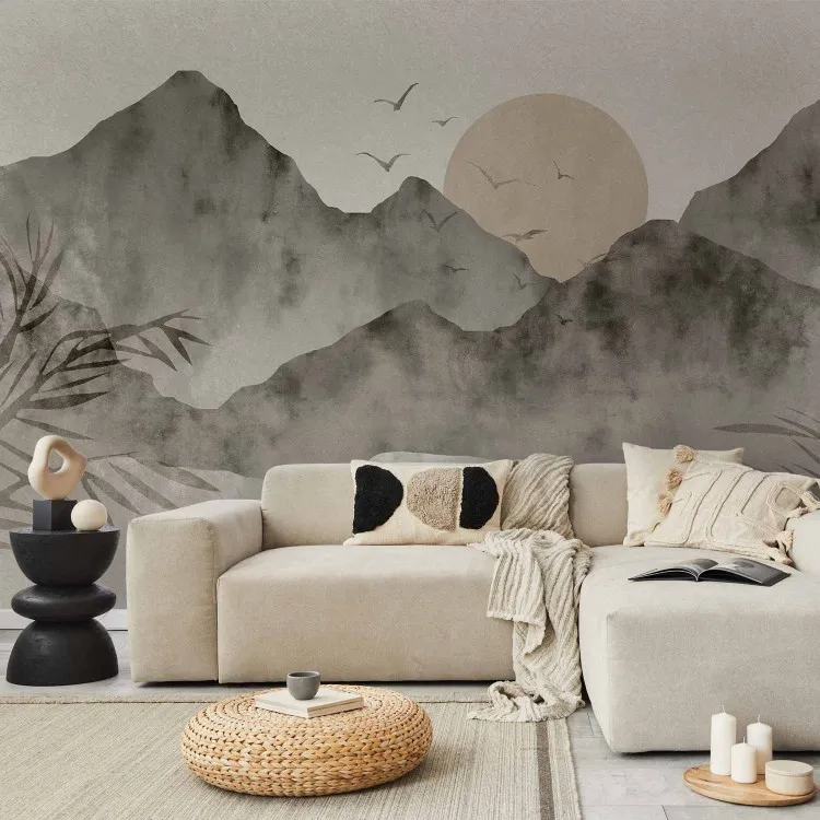 Wabi-sabi landscape - sunset and mountain landscape in Japanese style