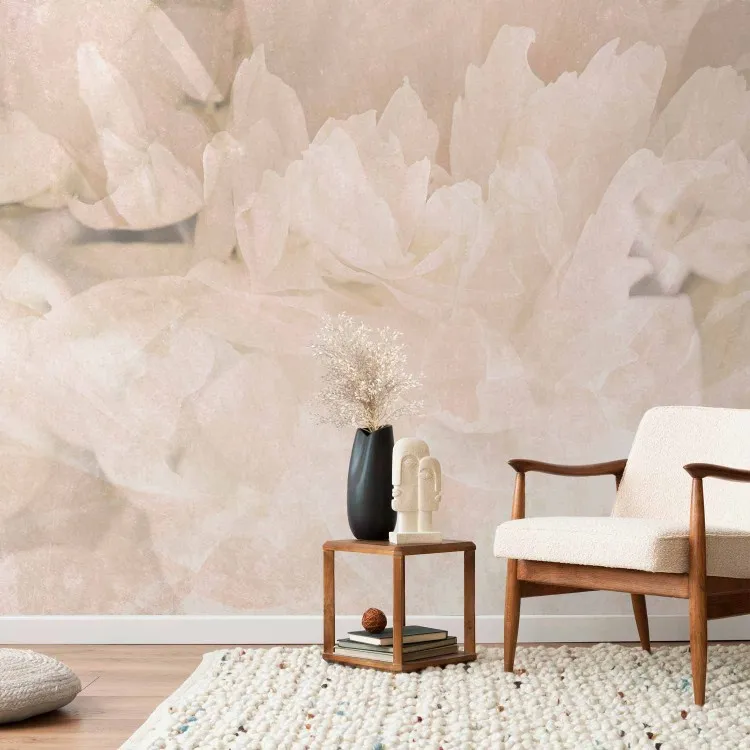 Creamy Peony Petals - Delicate Flower Interior in Light Sepia