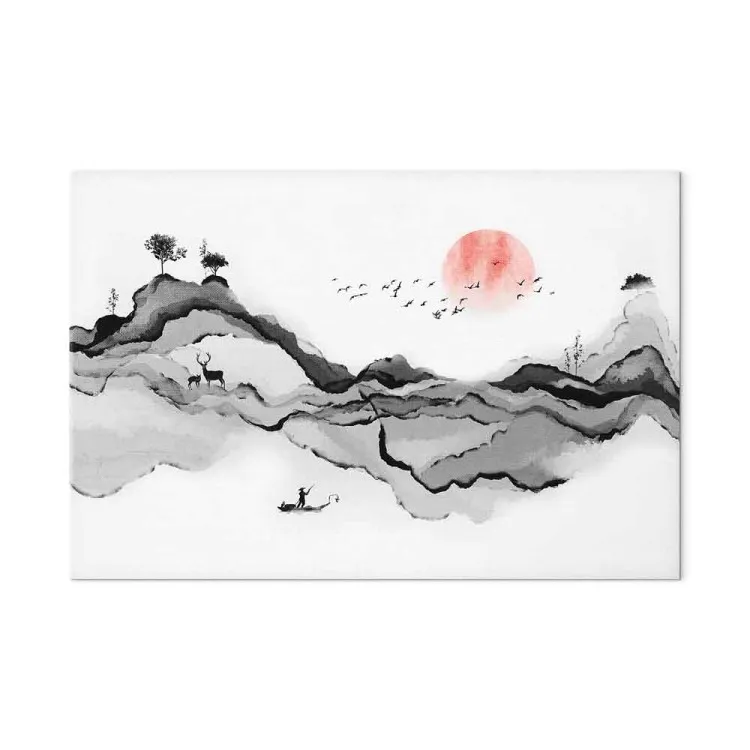 Watercolor Mountains (1-piece) - beautiful natural landscape in Japanese style