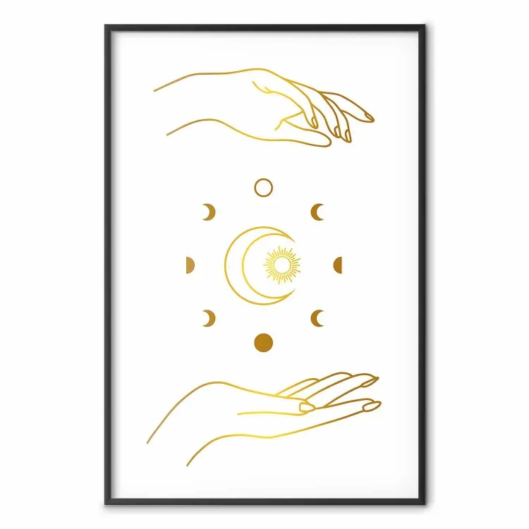 Magic Symbols - All Phases of the Moon and Golden Hands