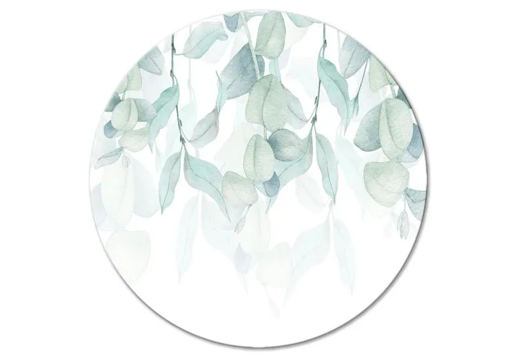 Vegetation - Delicate Green-Blue Leaves on a White Background