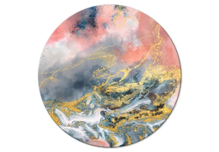 Pastel Expression - Golden Streaks on Pink and Blue Blots