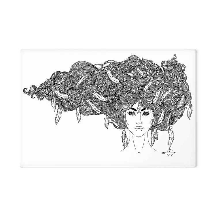Lady's Portrait (1-piece) - black and white lineart of a woman's face