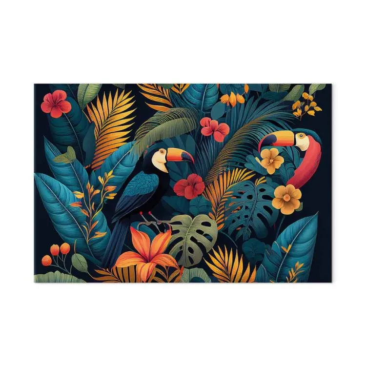 Exotic Birds - Toucans Among Colorful Vegetation in the Jungle