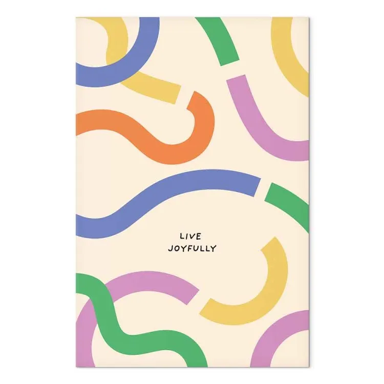 Colorful Abstract Shapes - Pastel Waves on a Beige Background
