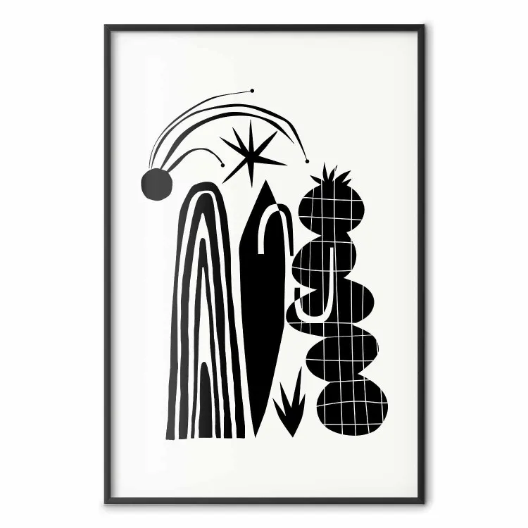 Monochrome Composition - Black and White Arches and Plant Forms
