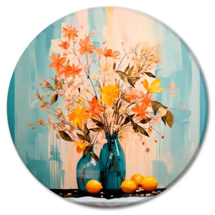 Not Necessarily a Still Life - Flowers and Lemons on an Abstract Background