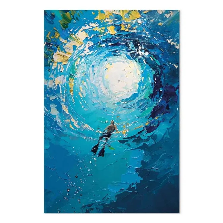 Underwater vortex - diver in colourful vortex in the ocean