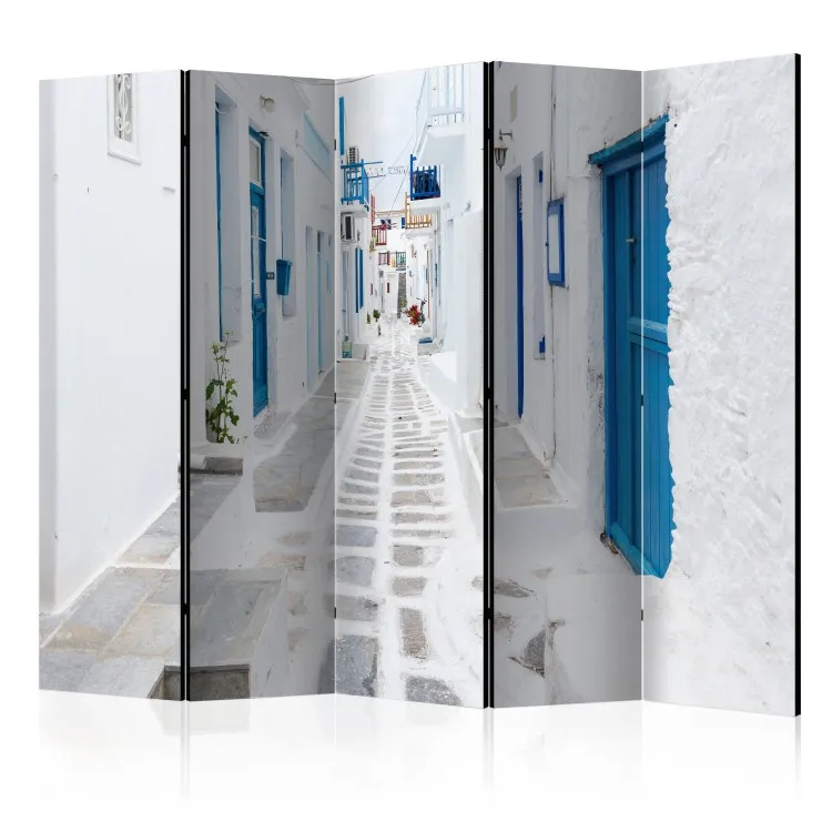 Greek Island Dreams II - street with white architecture of a Greek town