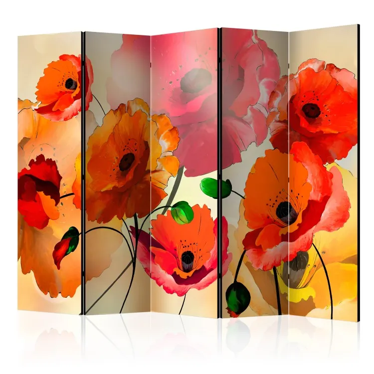 Velvet Poppies II - artistic orange and red poppy flowers
